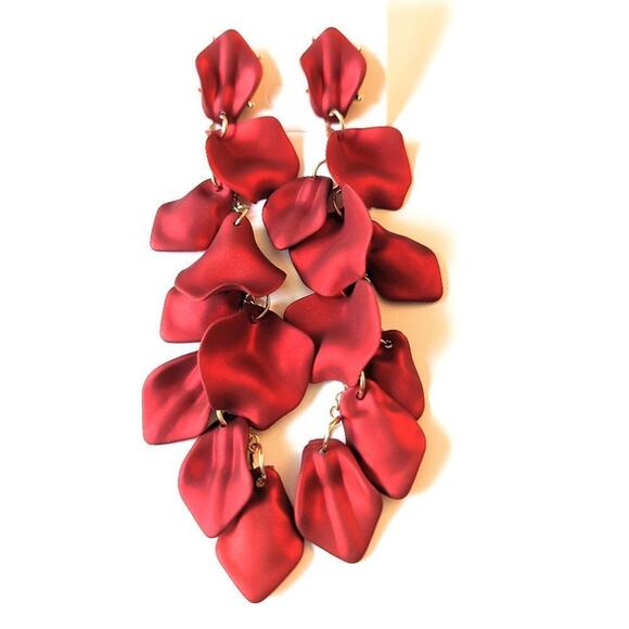Women's Earrings with Dangle Rose Petals - Picture 1 of 3